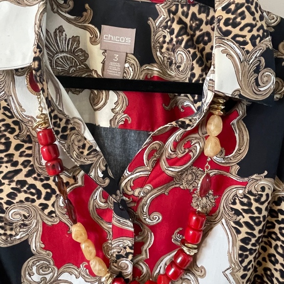 Chico's Shirt with matching Necklace - Picture 2 of 4